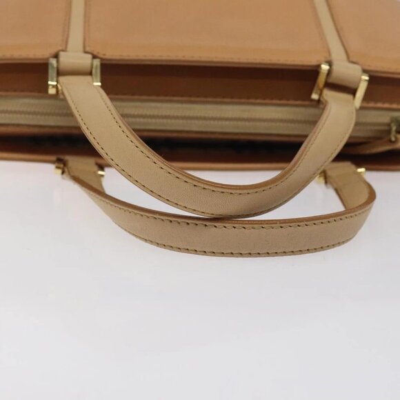 BURBERRY Hand Bag Leather Beige Gold Auth BA1806 - Picture 8 of 16